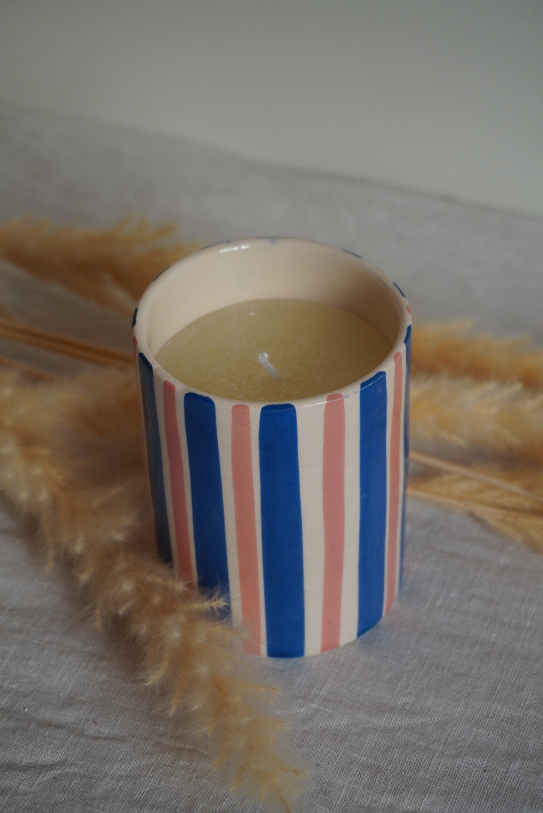 Vela rayas Azul+Beige