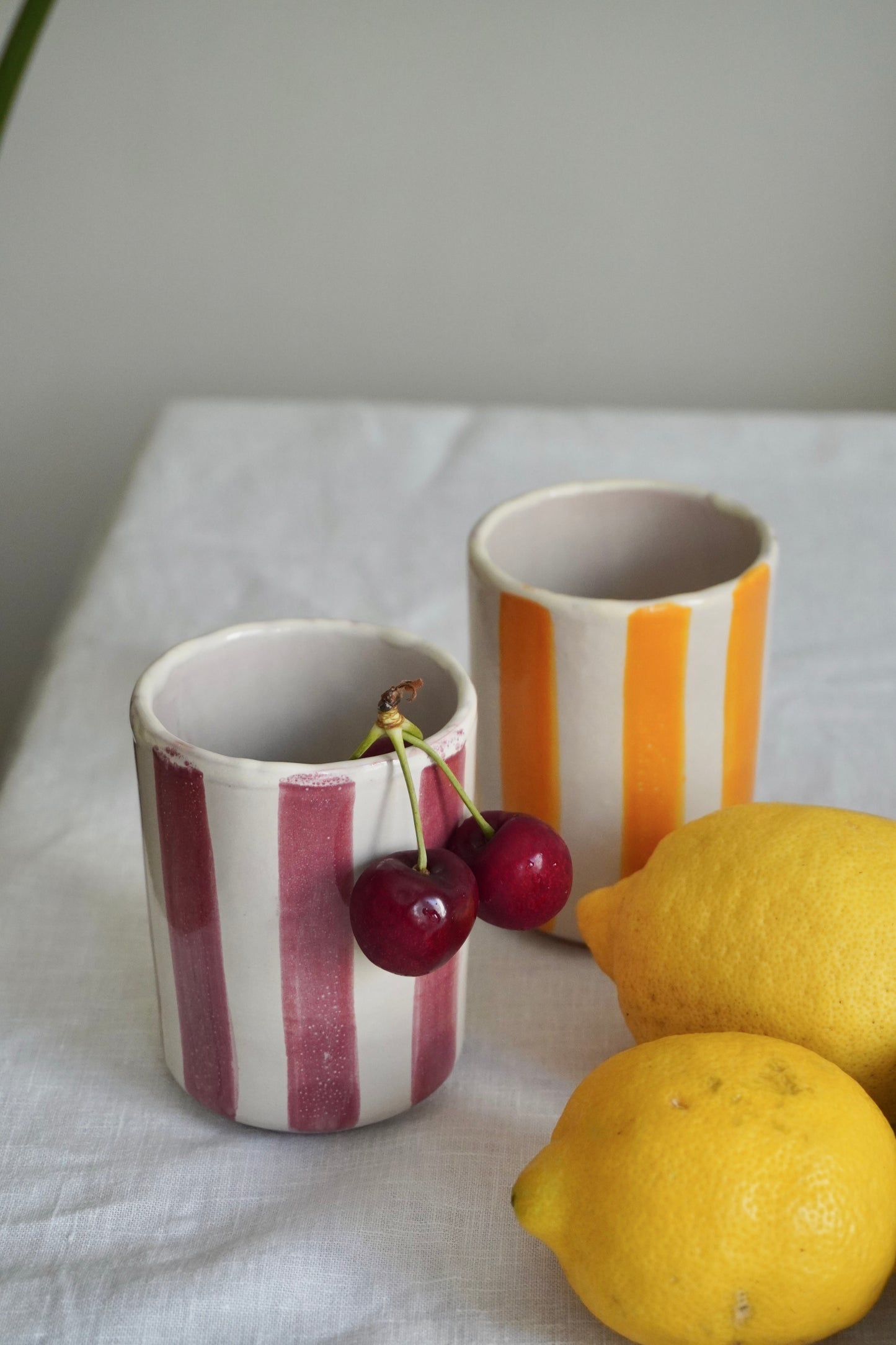 Vasos de cerámica rayas Andalucía amarillo