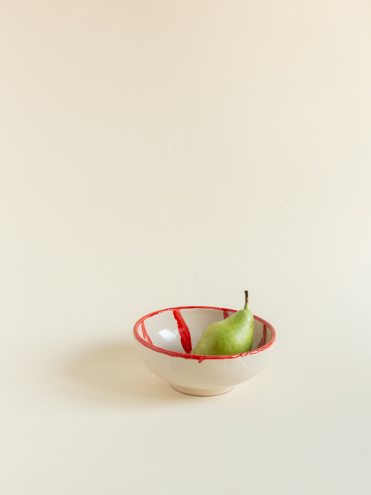 Red striped snack bowl