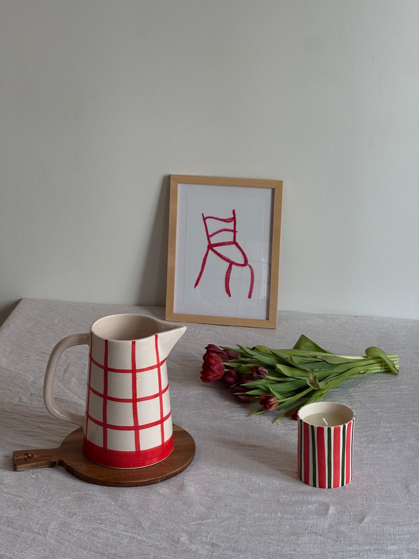 Vela rayas Rojo+Verde