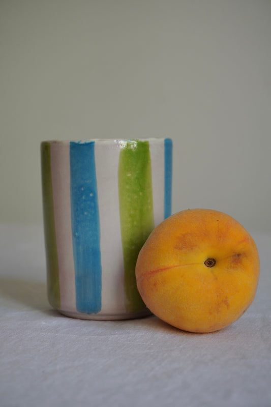 Vasos de cerámica rayas Andalucía verde y azul
