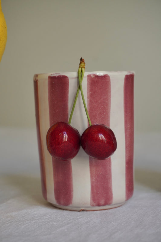 Vasos de cerámica rayas Andalucía rosa