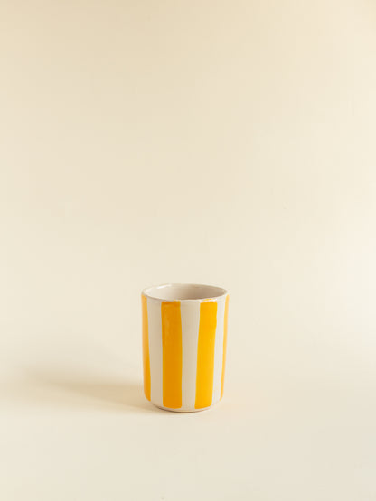 Vasos de cerámica rayas amarillo