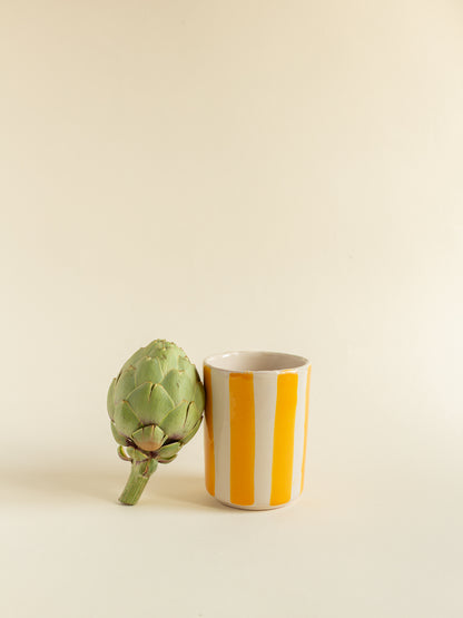 Vasos de cerámica rayas amarillo
