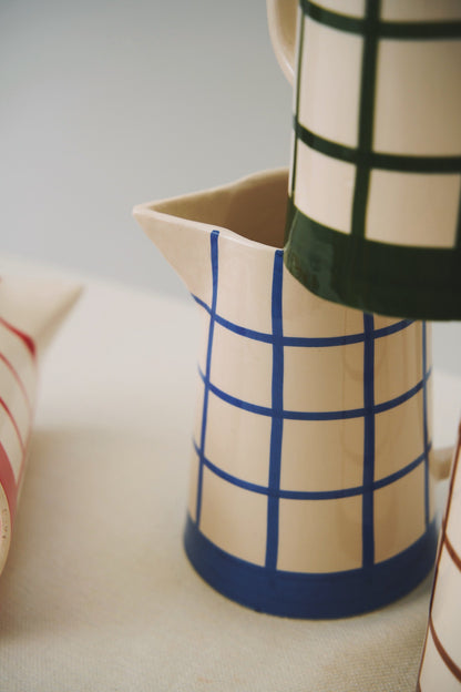 Jarra con asa cuadros Feztin Azul