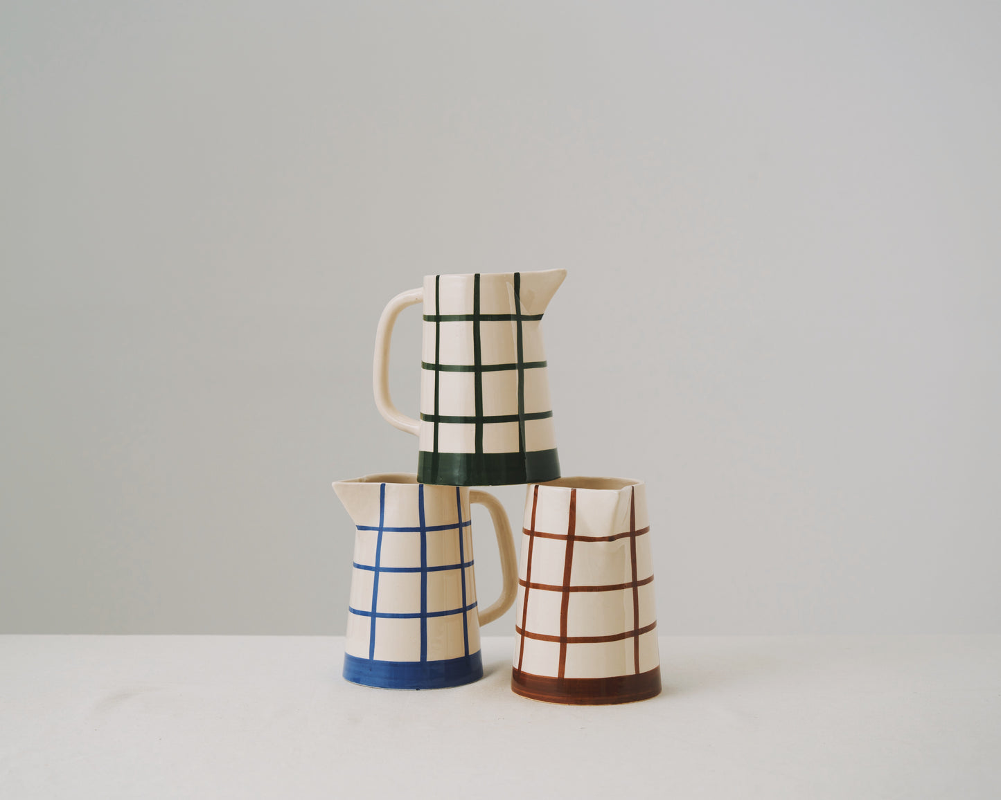 Jarra con asa cuadros Feztin Marrón