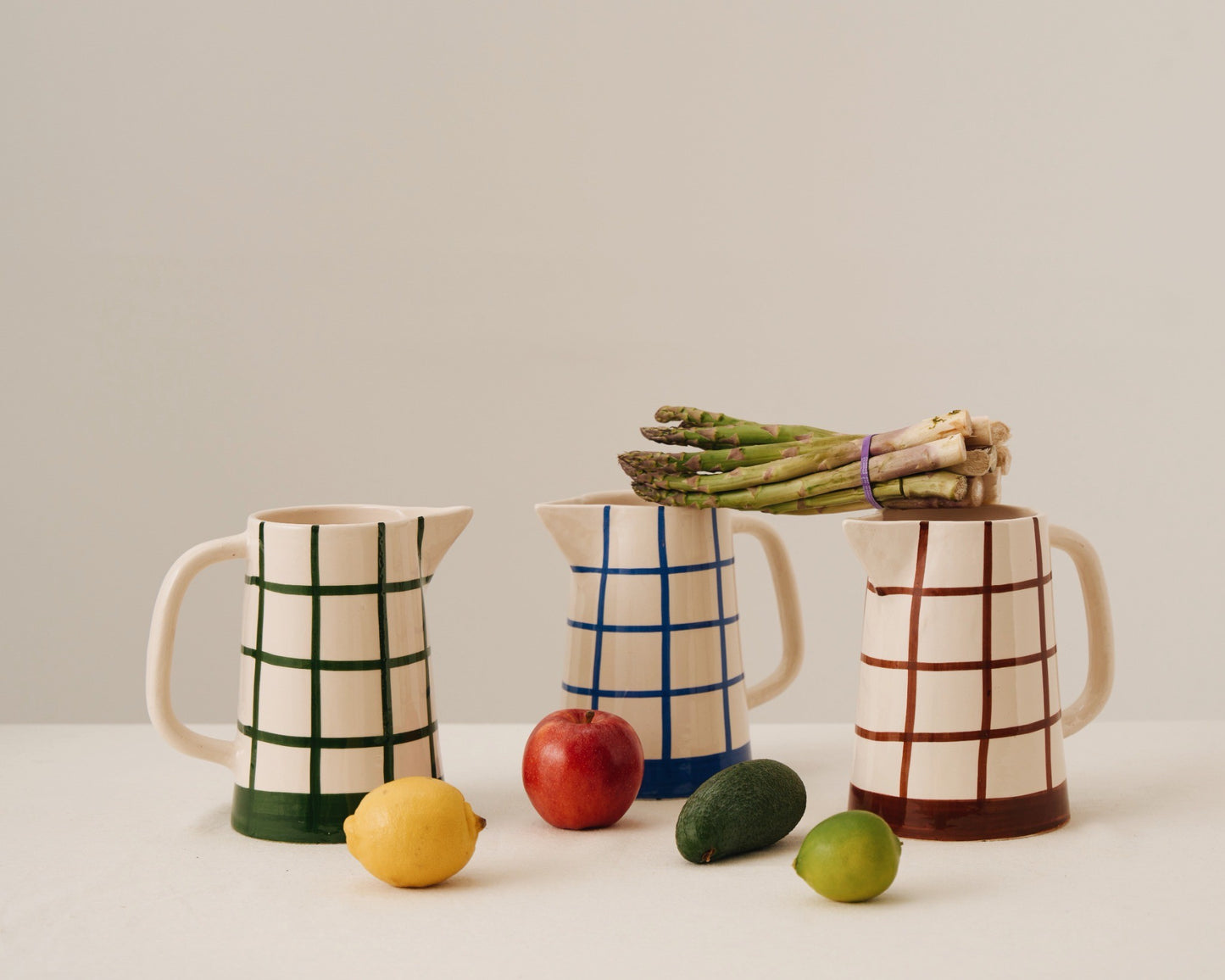 Jarra con asa cuadros Feztin Marrón