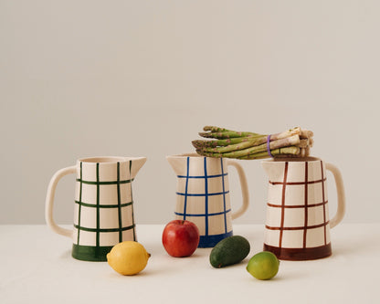 Jarra con asa cuadros Feztin Marrón