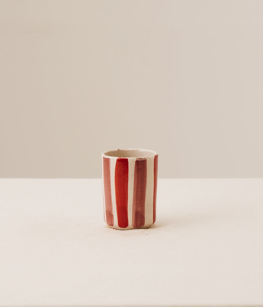 Vasos de cerámica rayas Andalucía rosa y rojo