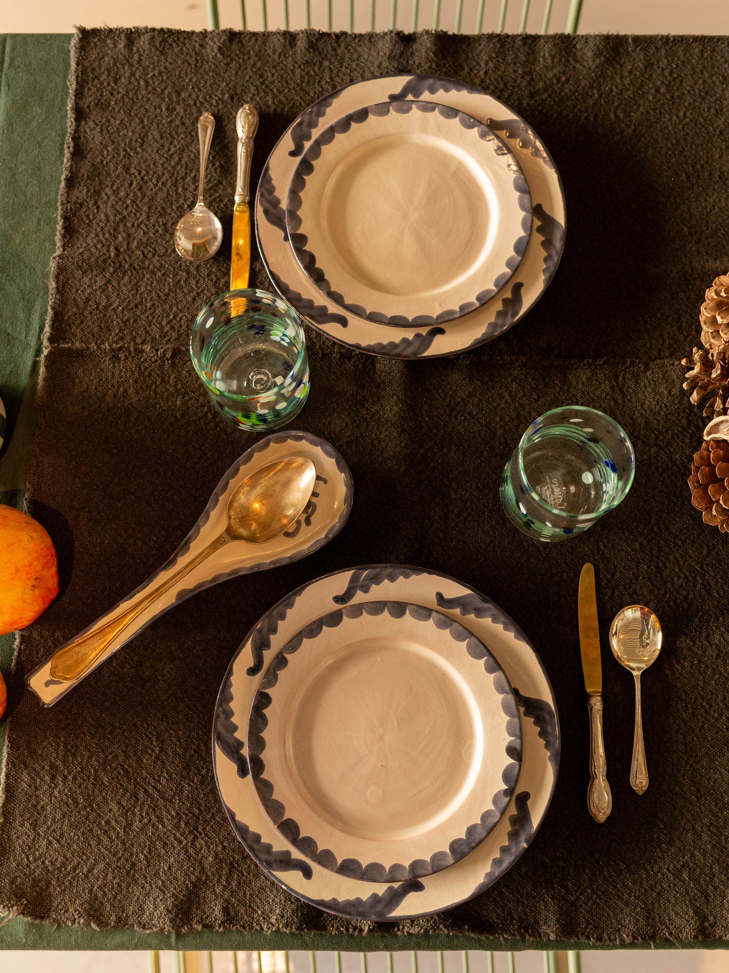 Set pareja Azul petróleo + platos hondos