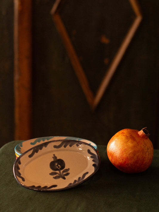 Fuente Ovalada Pequeña Azul Petróleo